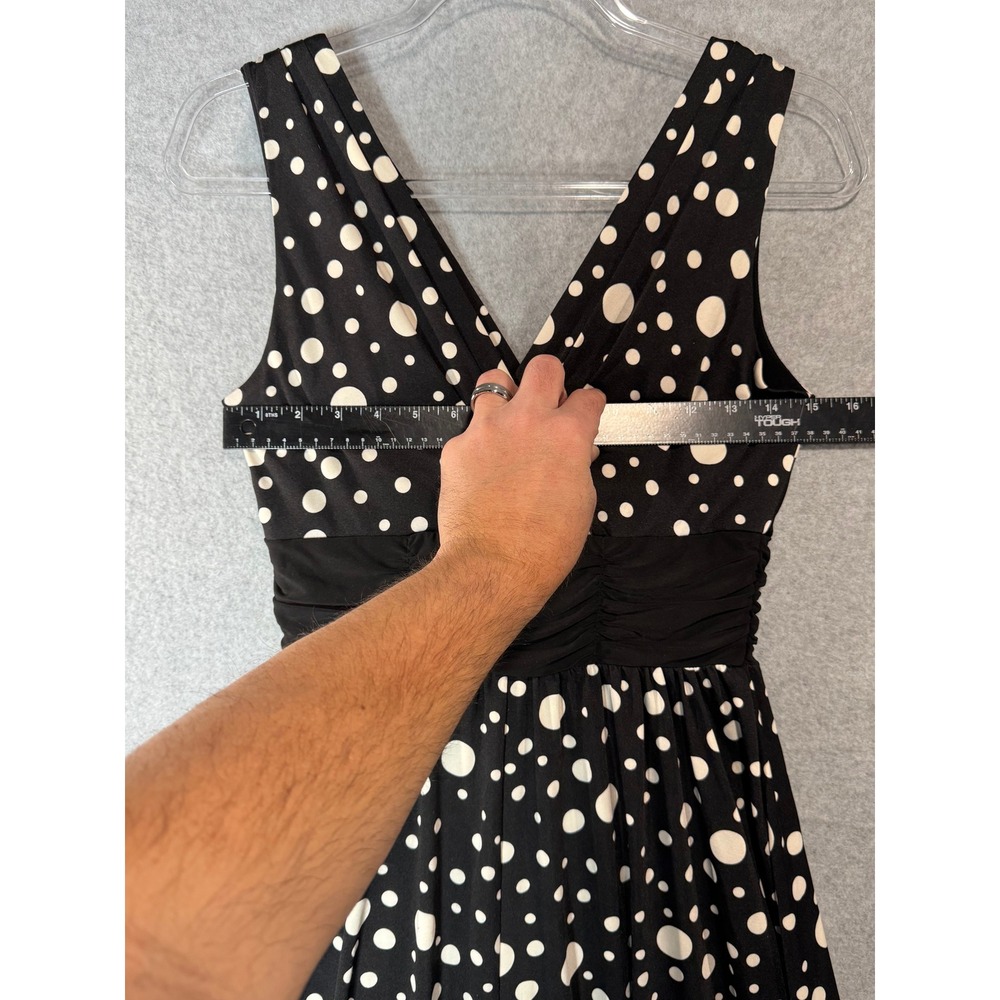 Donutz, INC Fit & Flare Dress Women's Black White Polka Dot Sweetheart Neck - Picture 5 of 9